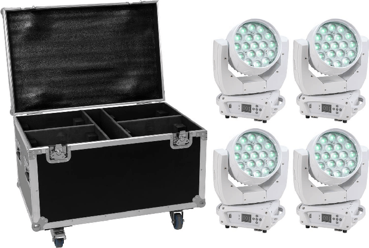 EUROLITE Set 4x LED TMH-X4 wei + Case mit Rollen (20001016)