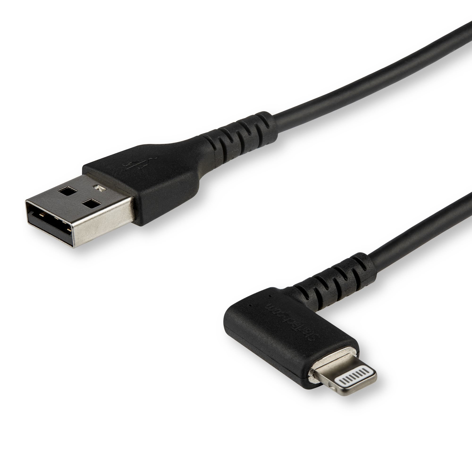 StarTech.com Cavo da USB-A a Lightening da 1m durevole - nero ad angolo retto a 90° in fribra aramidica