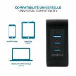 Mobilis-Charger-100W-2USB-C-1USBA-GaN-cable-100W-Computer-portatile-Smartphone-Tablet-Nero-AC-Interno--WALL-CHARGER---