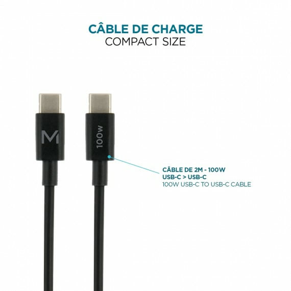 Mobilis-Charger-100W-2USB-C-1USBA-GaN-cable-100W-Computer-portatile-Smartphone-Tablet-Nero-AC-Interno--WALL-CHARGER---