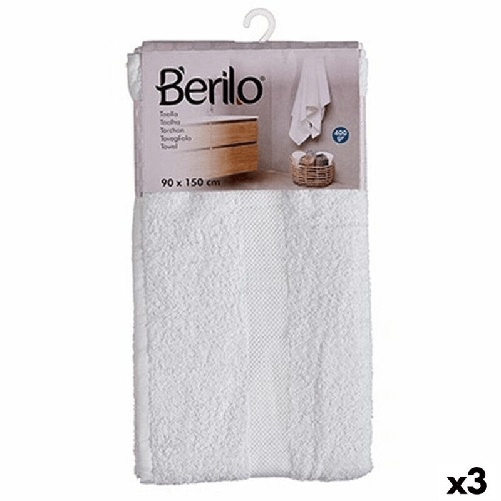 Berilo  Telo da bagno Berilo 89679 Bianco 80 % cotone 20 % Poliestere 90 x 150 cm 90 x 0
