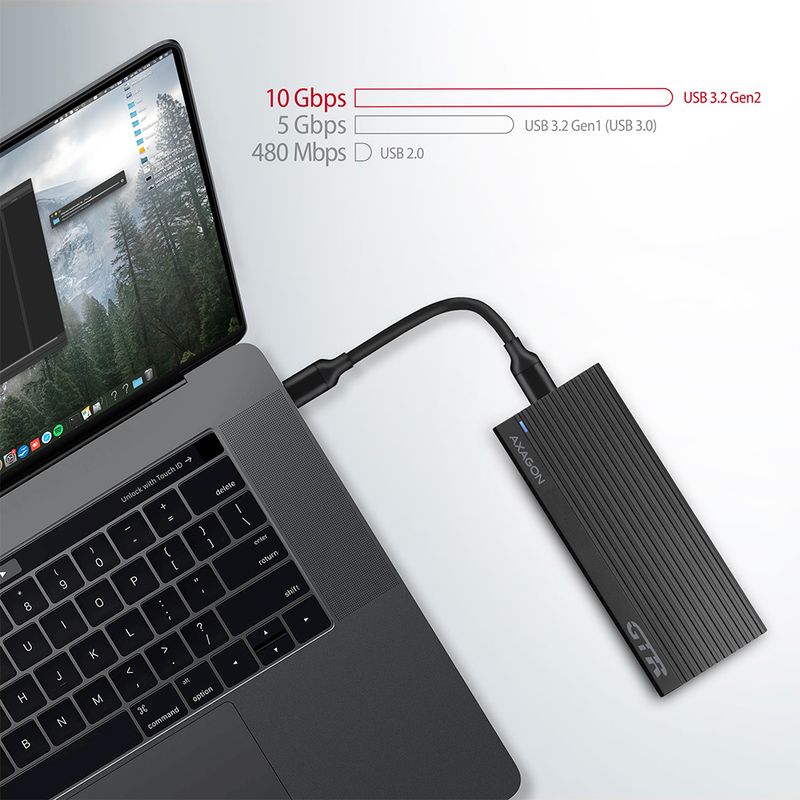 Axagon-EM2-GTR-Box-esterno-SSD-Nero-M.2--AXAGON-EEM2-GTR-M.2-SSDs-USB-C-3.2-Gen-2-External-Enclosure---Black-