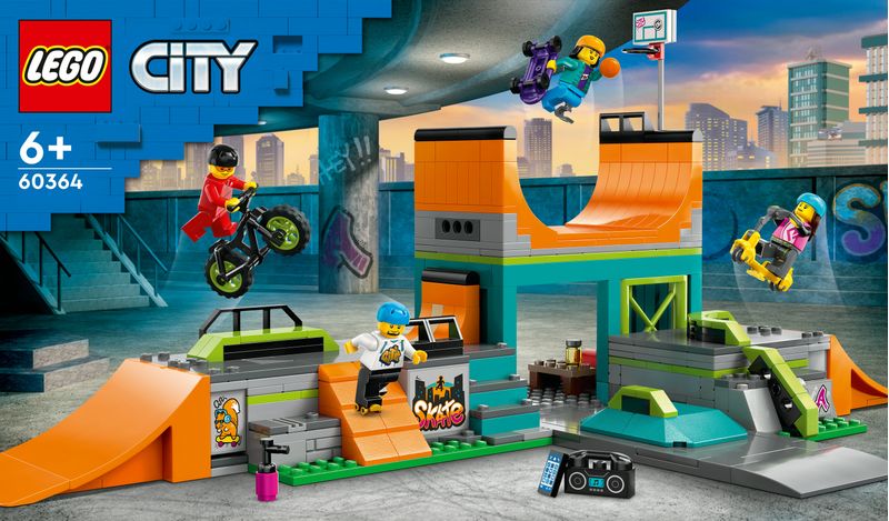 LEGO-City-60364-Skate-Park-Urbano-Gioco-per-Bambini-6--con-BMX-Skateboard-Monopattino-Rollerblade-e-4-Minifigure-Set-2023