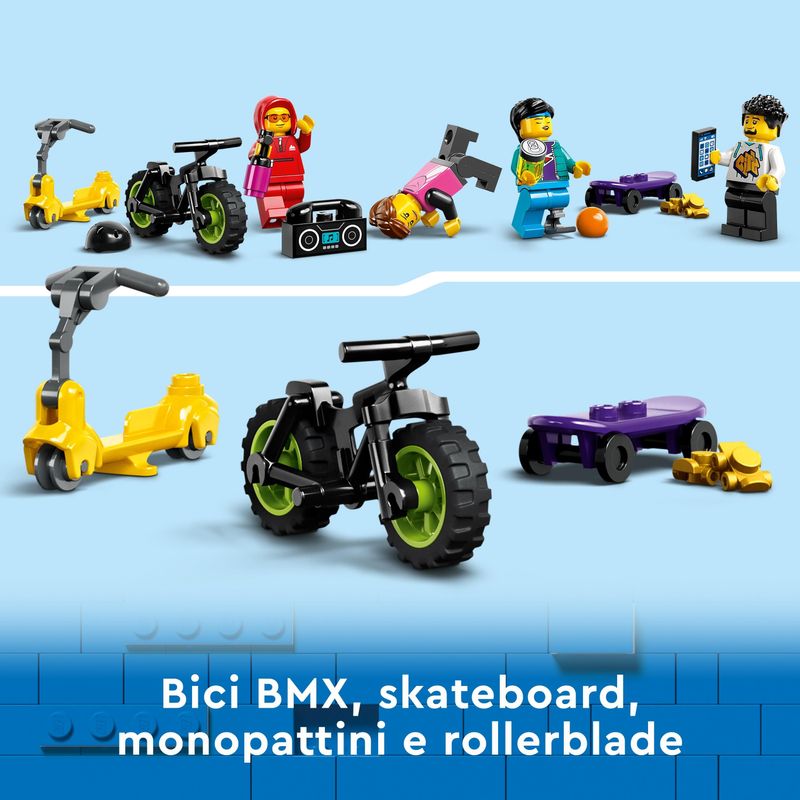 LEGO-City-60364-Skate-Park-Urbano-Gioco-per-Bambini-6--con-BMX-Skateboard-Monopattino-Rollerblade-e-4-Minifigure-Set-2023