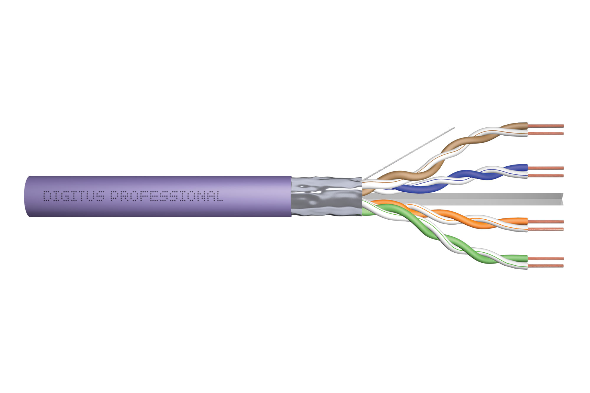 Digitus CAT 6 F-UTP installation cable - 250 MHz Eca (EN 50575) - AWG 23/1 - 305 m drum - sx - Purple