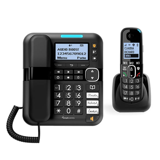 Amplicomms-BigTel-1580-DECT-Mobilteil-Freisprechen-fA¼r-HA¶rgerA¤te-kompatibel-Wahlwiederholung-Anrufbeantworter-LED-Dis