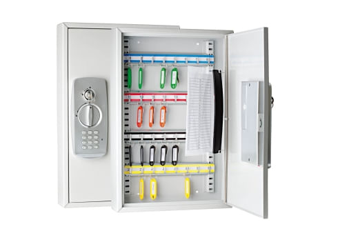 WEDO Cassaforte per chiavi WEDO con 32 serrature elettroniche e standard, grigio chiaro