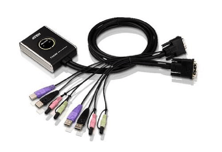 ATEN-Switch-KVM-cavo-USB-DVI-audio-a-2-porte-con-selettore-porta-remota