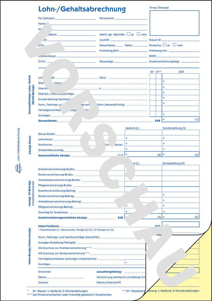 AVERY-Zweckform-modulo-libro-contabilitA A -buste-paga-1759-DIN-A4-2x-40-pagine