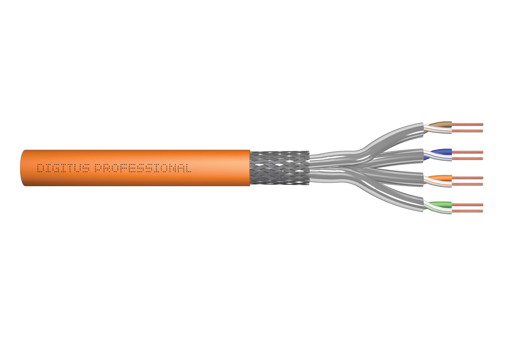 Digitus CAT 7 S-FTP installation cable - 1200 MHz Dca (EN 50575) - AWG 23/1 - 500 m drum - sx - orange