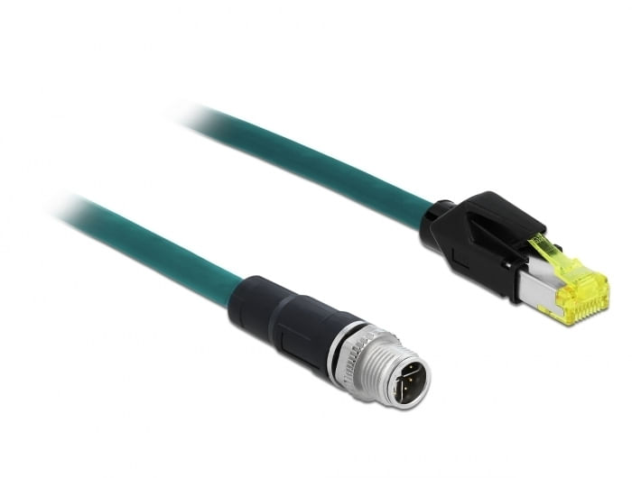 DeLOCK - Netzwerkkabel - 8 pin M12-X (M) bis RJ-45 (M) - 1,0m - SFTP - CAT 6a - halogenfrei - Wasserblau (85429)
