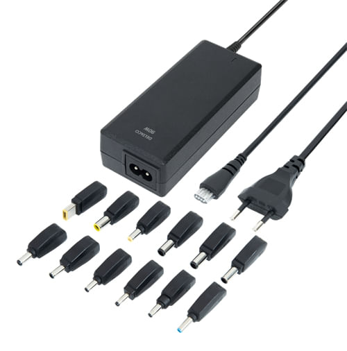 Deltaco SMP-90W12 adattatore e invertitore Interno 90 W Nero (DELTACO Universal Laptop Charger, 15-20V, 6A, 90W, 12-tips