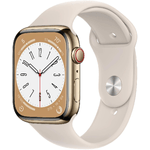 Apple Watch Series 8 (GPS + Cellular) 45mm in acciaio inossidabile oro per un gancio, sport banda polarstern