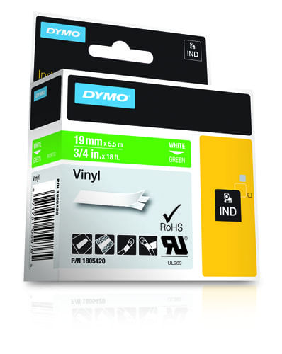 DYMO-Etichette-in-vinile-IND--Dymo-1805420-19mm-White-on-Green-