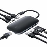 AUKEY CB-C71 hub di interfaccia 5000 Mbit/s Nero (AUKEY 8-in-1 USB-C Hub, 3xUSB-A 3.0, HDMI 4K, SD/TF - Black)