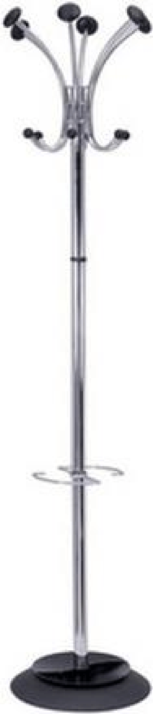 Alba  Appendiabiti da terra Alba Chromy con portaombrelli, base appesantita, 6 ganci ovali e 6 rotondi - grigio/nero