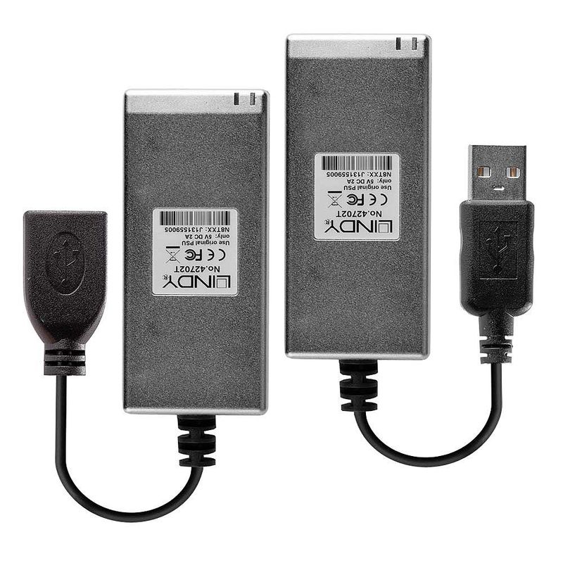 Lindy-42702-moltiplicatore-di-rete-Ricevitore-e-trasmettitore-di-rete-Grigio--Usb-2.0-Mm-Fibre-Optic---Extender-200M---W