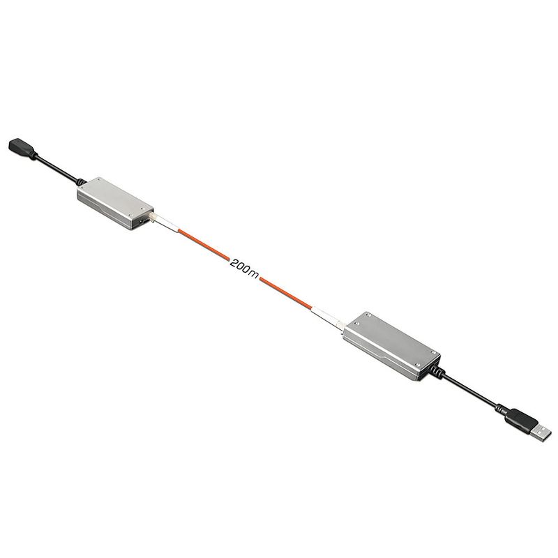 Lindy-42702-moltiplicatore-di-rete-Ricevitore-e-trasmettitore-di-rete-Grigio--Usb-2.0-Mm-Fibre-Optic---Extender-200M---W