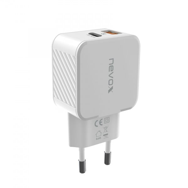 Nevox-USB-PD-Type-C---caricabatterie-QC3.0-30-watt-bianco