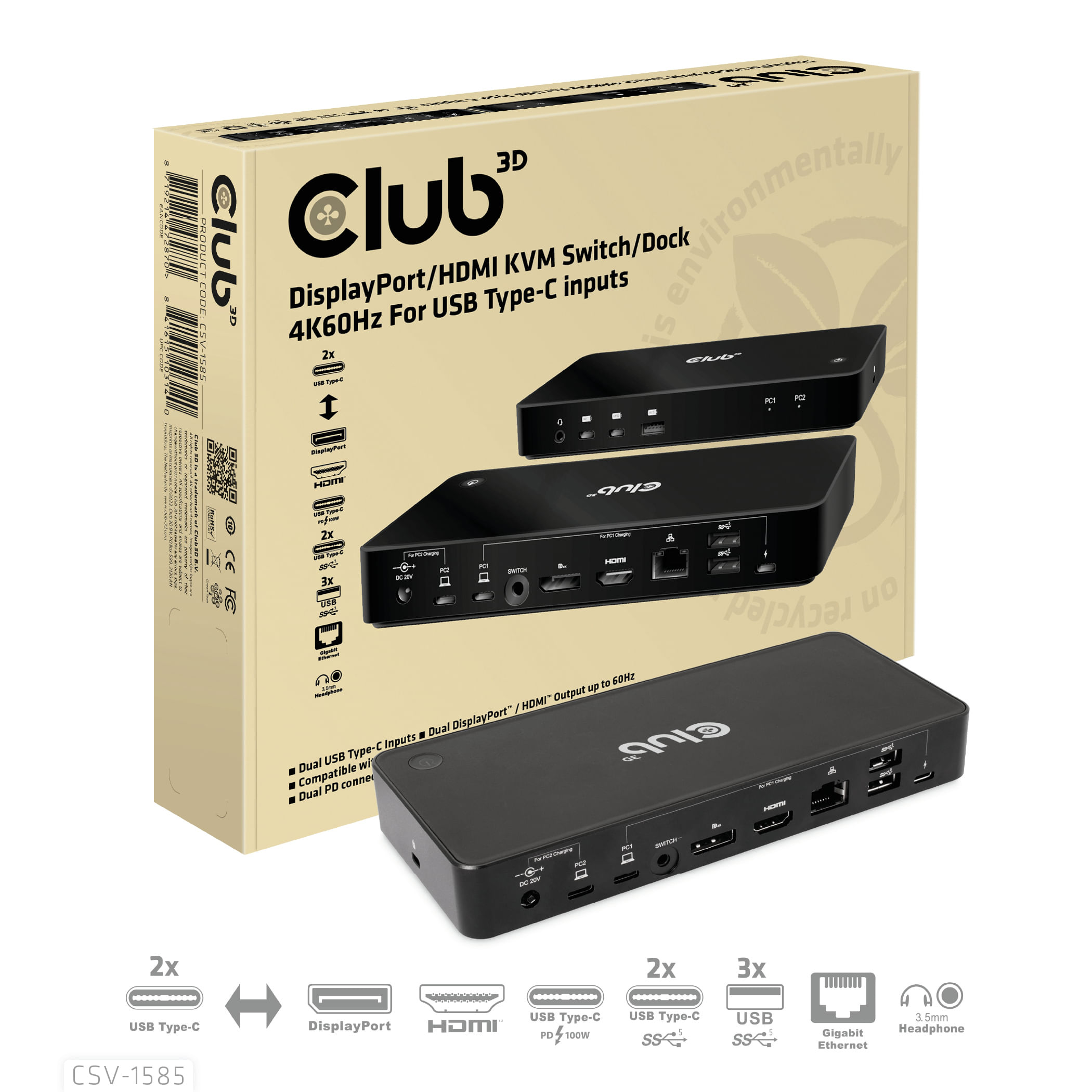 Club 3D ÃÂ¢Ã¢âÂ¬ÃÂ¢ Typ: Dockingstation mit MST-FunktionalitÃ Â¤t ÃÂ¢Ã¢âÂ¬ÃÂ¢ Zwei USB Typ