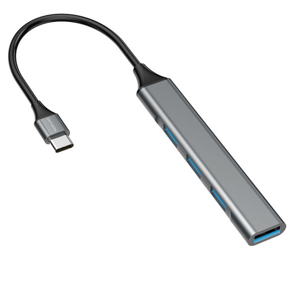 Hub-4smarts-4in1-da-USB-C-a-3x-USB-A-2.0-e-1x-USB-A-3.0-grigio-siderale