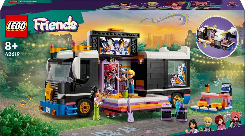 LEGO-Friends-42619-Tour-Bus-delle-Pop-Star-Giochi-per-Bambini-8--Modello-da-Costruire-di-Autobus-Giocattolo-e-4-Mini-Bamboline