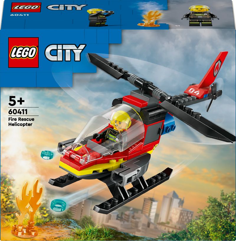 LEGO-City-60411-Elicottero-dei-Pompieri-Veicolo-Giocattolo-con-2-Elementi-Lancia-Acqua-e-Minifigure-Giochi-per-Bambini-5-