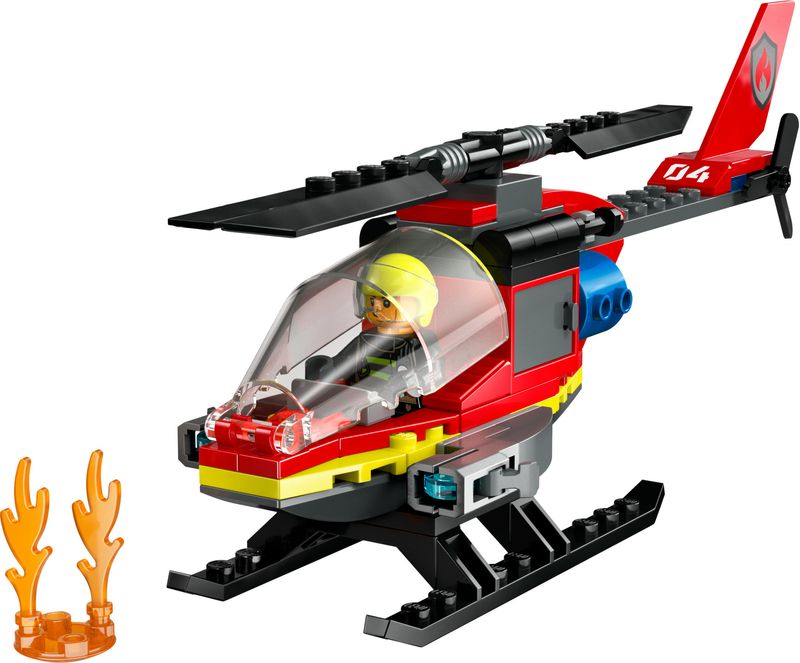 LEGO-City-60411-Elicottero-dei-Pompieri-Veicolo-Giocattolo-con-2-Elementi-Lancia-Acqua-e-Minifigure-Giochi-per-Bambini-5-