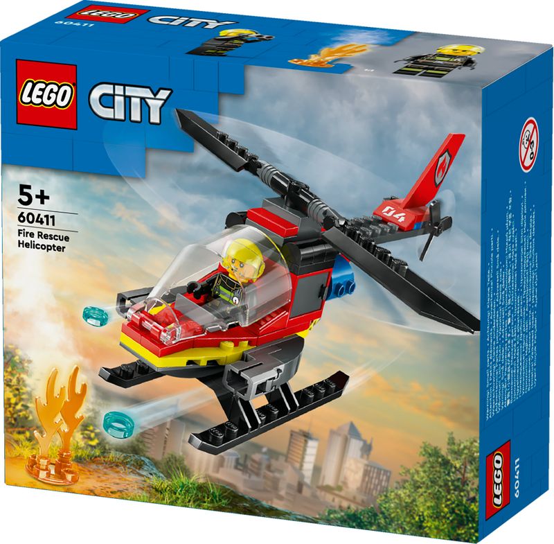 LEGO-City-60411-Elicottero-dei-Pompieri-Veicolo-Giocattolo-con-2-Elementi-Lancia-Acqua-e-Minifigure-Giochi-per-Bambini-5-