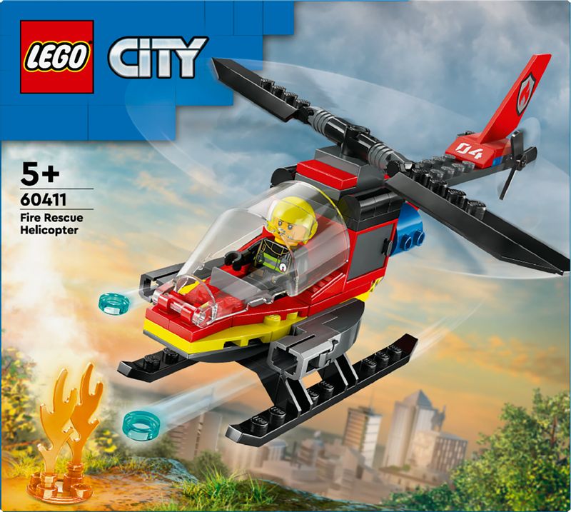 LEGO-City-60411-Elicottero-dei-Pompieri-Veicolo-Giocattolo-con-2-Elementi-Lancia-Acqua-e-Minifigure-Giochi-per-Bambini-5-