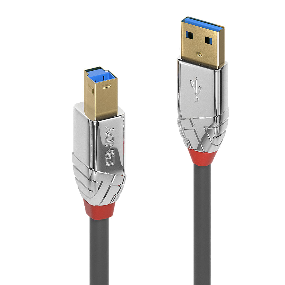 Lindy 36663 cavo USB 3 m USB 3.2 Gen 1 [3.1 Gen 1] USB A USB B Grigio (3M Usb 3.0 Type A To B Cable, - Cromo Line - Warr