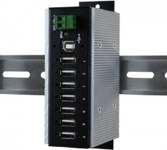 EXSYS HUB USB 2.0 a 7 porte 15KV protezione da sovratensione m.15KV protezione da sovratensione, kit guida Din