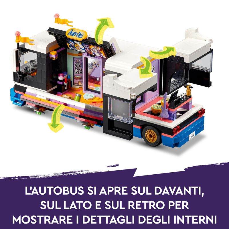 LEGO-Friends-42619-Tour-Bus-delle-Pop-Star-Giochi-per-Bambini-8--Modello-da-Costruire-di-Autobus-Giocattolo-e-4-Mini-Bamboline