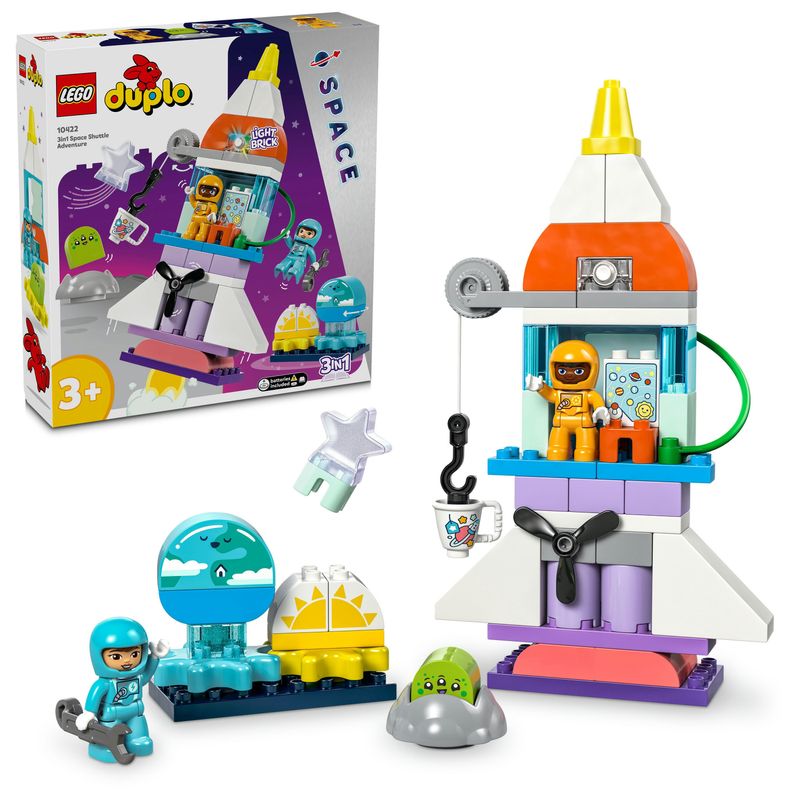 LEGO-DUPLO-10422-Avventura-dello-Space-Shuttle-3-in-1-Astronave-Giocattolo-Didattica-Gioco-Educativo-per-Bambini-di-3--Anni