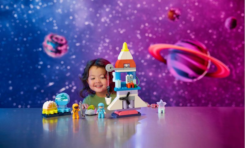 LEGO-DUPLO-10422-Avventura-dello-Space-Shuttle-3-in-1-Astronave-Giocattolo-Didattica-Gioco-Educativo-per-Bambini-di-3--Anni