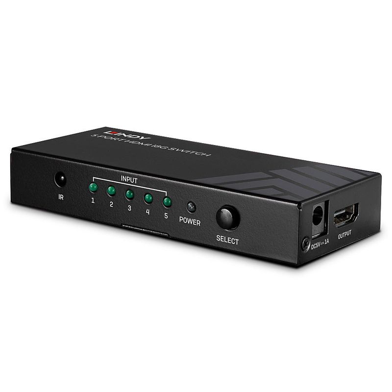 Lindy-38233-conmutador-de-vAÆAaAaAA­deo-HDMI--5-Port-Hdmi-18G-Switch---Warranty--24M-