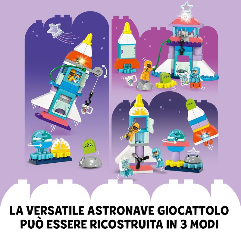 LEGO-DUPLO-10422-Avventura-dello-Space-Shuttle-3-in-1-Astronave-Giocattolo-Didattica-Gioco-Educativo-per-Bambini-di-3--Anni