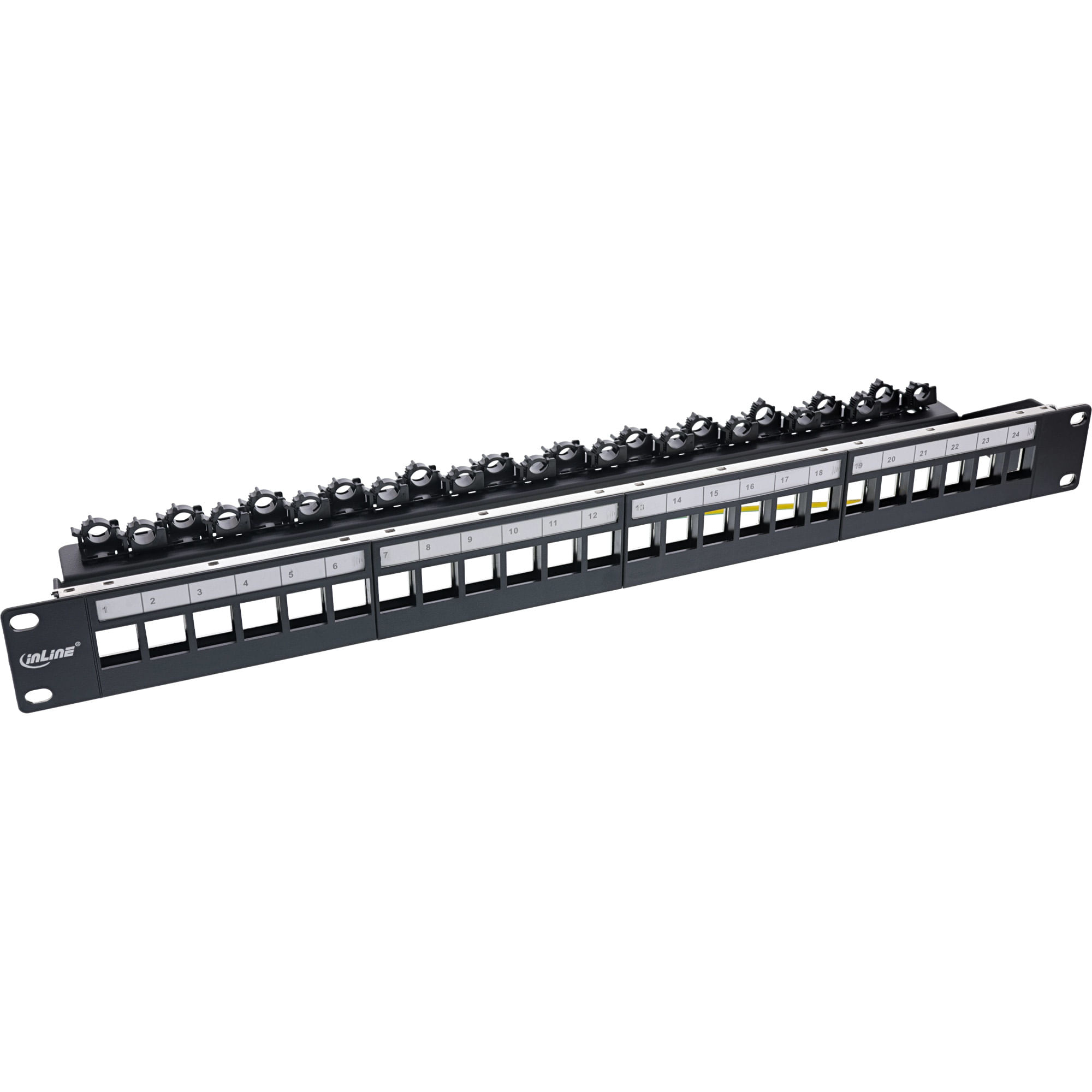 InLine Patchfeld 24-fach Keystone Leerblech Patchpanel 48,30cm (19") 1HE schwarz (76824P)