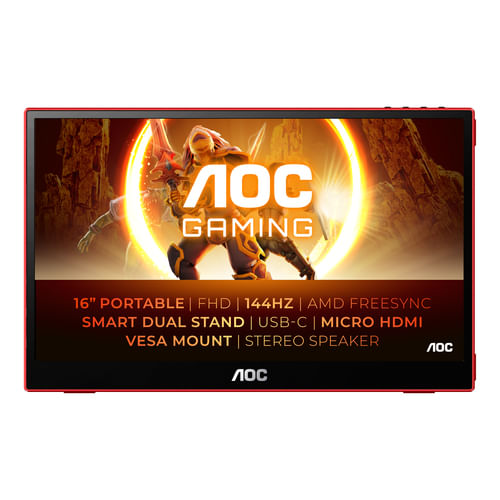 AOC 16G3 TV e monitor portatile Nero, Rosso 39,6 cm [15.6] TFT 1920 x 1080 Pixel (16G3 Gaming Portable)