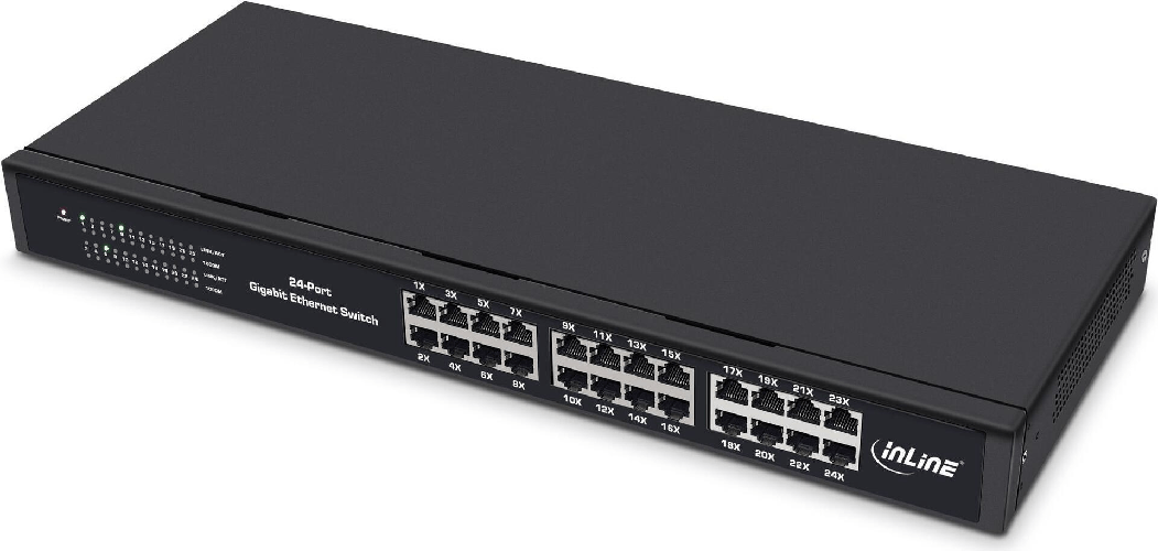 Inline Gigabit Network Switch 24 -Port - 1Gbit/S - 48.26cm (19 ") - Metal (32324o)