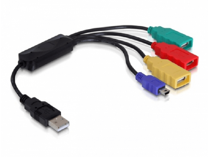 DeLock-USB-2.0-external-4-port-cable-HUB---Hub---4-AnschlA A¼sse---Hi-Speed-USB---extern