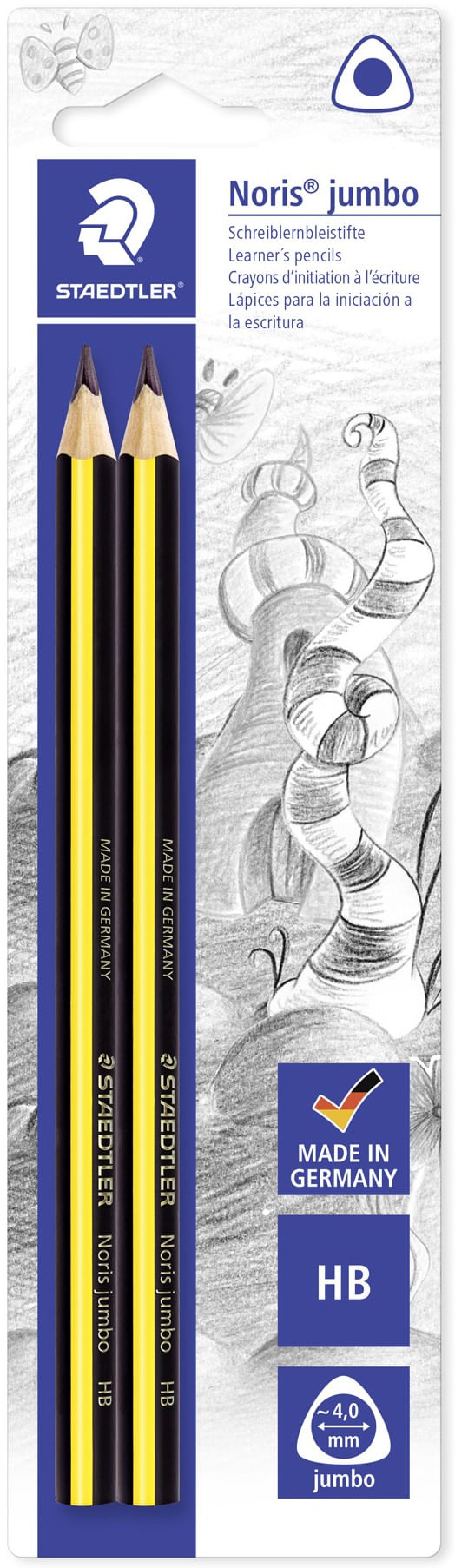 Staedtler STAEDTLELER NORIS JUMBO 119 Confezione da 2 penne in grafite jumbo triangolari - HB miniera da 4 mm