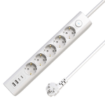 Micro Connect 5-way USB Schuko Power Strip - on/off switch 1.5M White - Warranty 300M