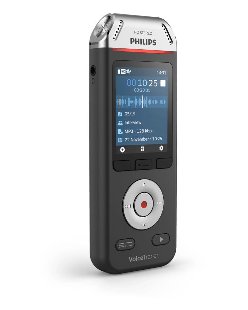 Philips-Voice-Tracer-DVT2110-00-dittafono-Flash-card-Nero-Cromo