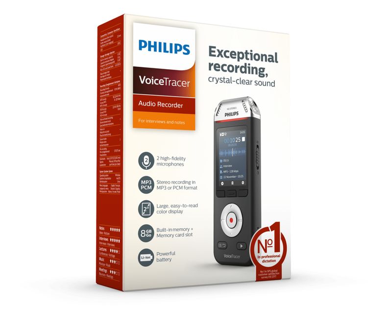 Philips-Voice-Tracer-DVT2110-00-dittafono-Flash-card-Nero-Cromo