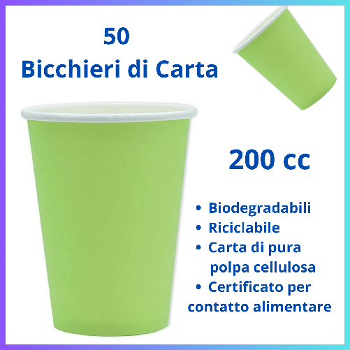 Big Party  50 Bicchieri di carta bicchiere acqua colorati verde mela vintage compleanno festa promessa di