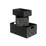 BIANCHERIAWEB Set 3 Pezzi Contenitore Rattan Great Con Maniglie Decorativo Cestino Portaoggetti