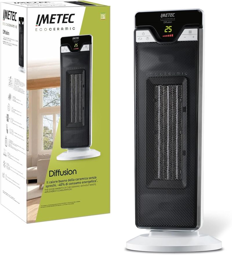 Imetec-Diffusion-Interno-Nero-Bianco-2200-W-Riscaldatore-ambiente-elettrico-con-ventilatore