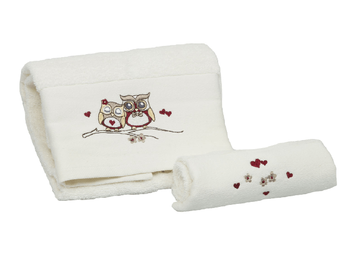 BIANCHERIAWEB Set Asciugamano Copiola Salvietta Bagno In Spugna 100% Cotone Mod Gufetti