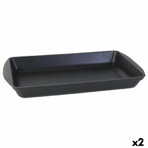 Inde Teglia da Cucina Inde Ferro Fuso Nero 50 x 30 x 6,5 cm (2 Unità)